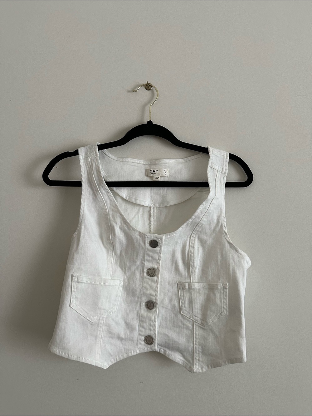 OAT White Button-Front Cotton Tank Top